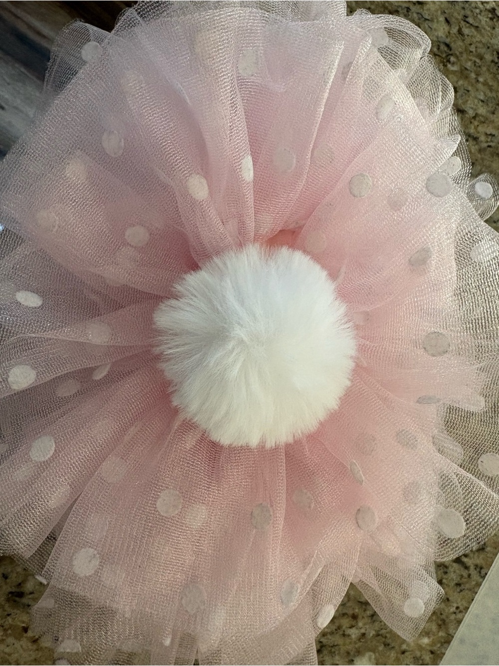 So Dorable Pink With White Polka Dots and Bunny Tail Puff Ball Tutu 0-12 Months
